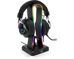 Spirit of Gamer Headset Stand – Headphone Stand – Headset Houder – LED – 4 USB-Poorten – Zwart