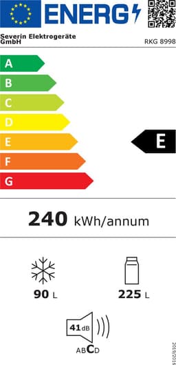 Severin RKG 8998 Retro Combi Koelkast - No Frost - Energieklasse E - Zwart — thumbnail 2