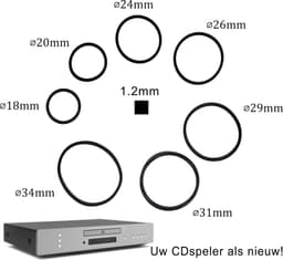 Set van 7 Vierkante Rubberen Aandrijf Riemen / Snaren voor Lade CD en Dvd-Spelers — thumbnail 2