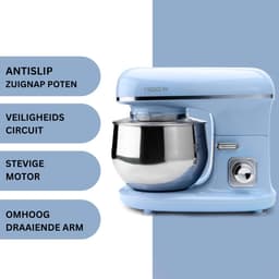 Krachtige Keukenmixer Met Mengkom - Deegmachine - Keuken Robot - Transparante Spatdeksel - Handmixer - 1100 Watt - Snelheid Regelbaar Met Draaiknop — thumbnail 3