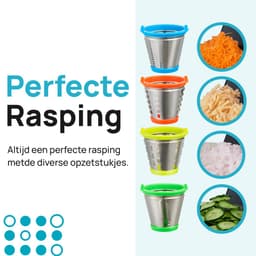 MOA Foodprocessor - Groentesnijder - Hakmolen - BPA-Vrij - Meerdere Opzetstukken - Uiensnijder - RVS/Zwart — thumbnail 4