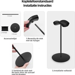 Wonix® - headset stand - headset houder - koptelefoon standaard - koptelefoon houder - hoofdtelefoon houder - headphone stand - ludic zwart — thumbnail 2