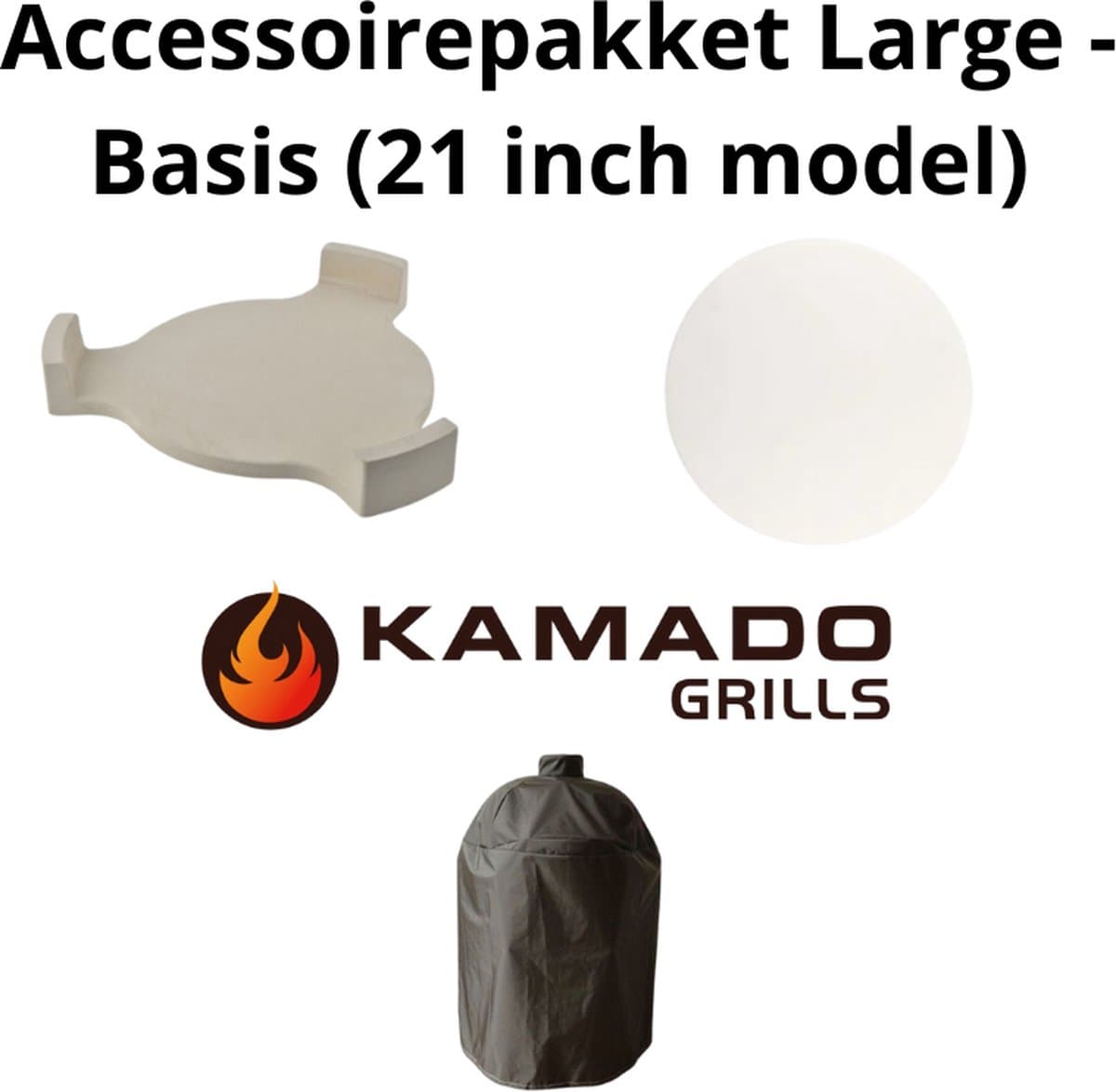 Kamado Grills - Accessoirepakket - 21 inch kamado - Regenhoes, Deflector en Pizzasteen — afbeelding 1