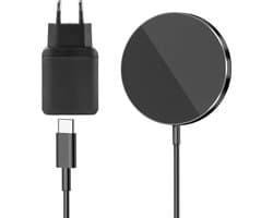 Phreeze Wireless Charger - Zwart - Geschikt voor iPhone 15,14,13,12 Draadloze Oplader - Magnetisch - Met 25W USB C Power Adapter