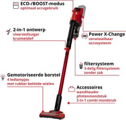 Einhell Accu Steelstofzuiger TE-SV 18 Li Solo - Power X-Change - 18 V/Li-Ion - 0,6 L reservoir - 4 LED's - Drievoudig filtersysteem - ECO/BOOST modus - Gemotoriseerd vloermondstuk - Excl. accu en lader — thumbnail 3