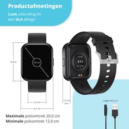 Nexvex® Elite Smartwatch voor Dames en Heren - Sporthorloge met Hartslagmeter - Bloeddrukmeter - Stappenteller - Sport Horloge met Belfunctie - Smart Watch Saturatiemeter - Zaklamp - Bluetooth Activity Tracker - Android/iOS - 2.0 Inch - Zwart — thumbnail 3