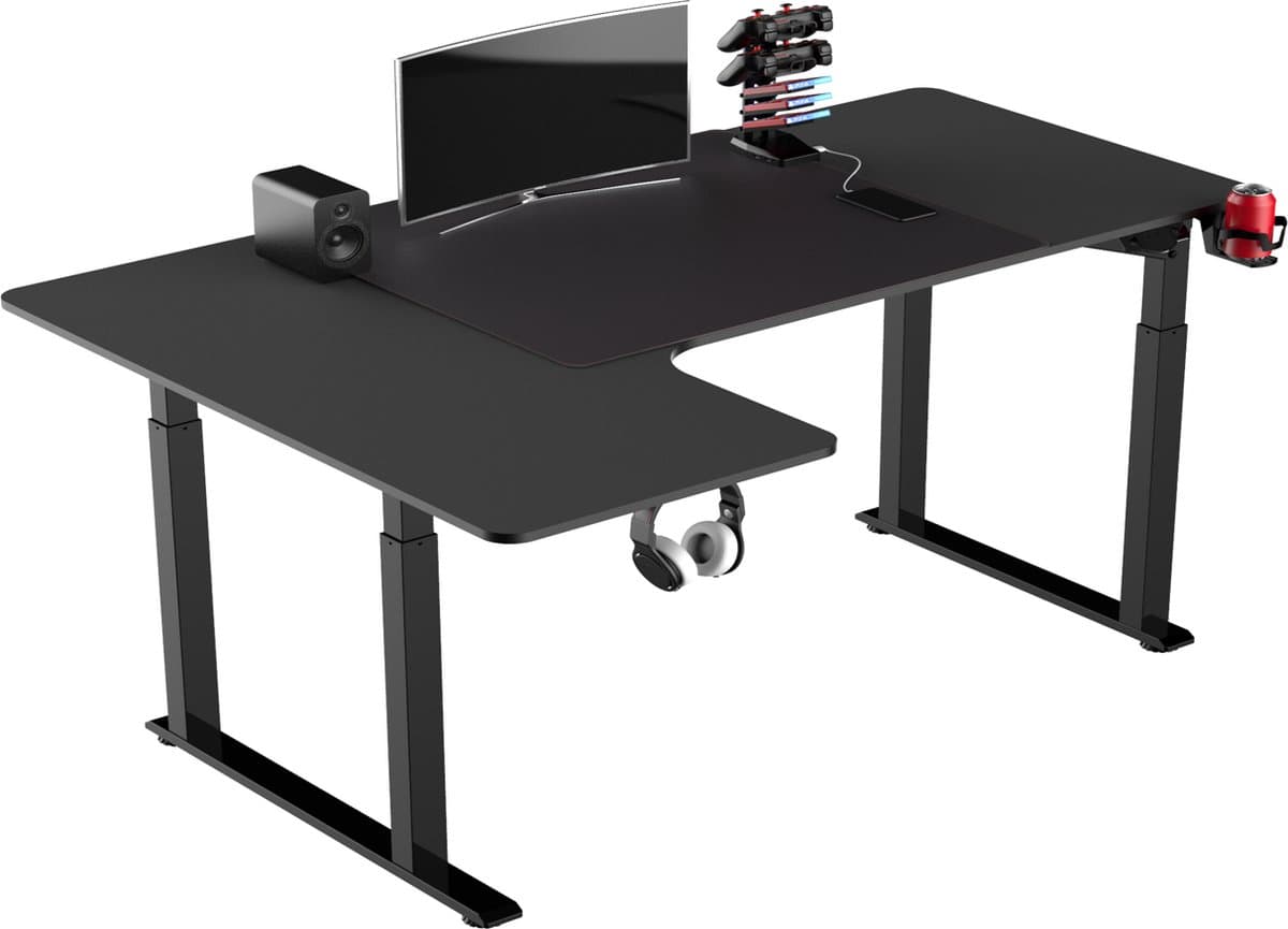 Bureau elektrisch in hoogte verstelbaar hoekbureau - L vormig zit sta bureau gaming — afbeelding 1
