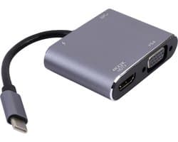 USB-C Hub voor MacBook & Laptop – 4K HDMI, VGA, USB 3.0 Adapter – Grijs