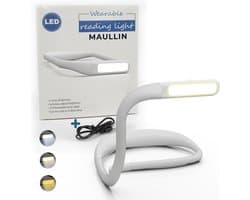 Maullin Nekleeslamp - Neklamp - Leeslampje voor Boek - voor in Bed - Neklampje voor Haakwerk - Boeklampje & Nekleeslamp - Oplaadbaar - Flexibel - Wit