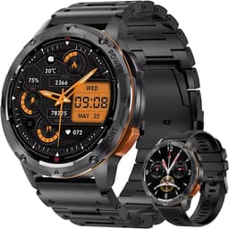 Royal Empire AK59 Smartwatch - Smartwatch Heren - AMOLED Scherm - Stappenteller - Bloeddrukmeter - Hartslagmeter - Slaapmonitor - Multisport - RVS & TPU bandje - 45mm - Geschikt voor alle Smartphones - Zwart — thumbnail 1