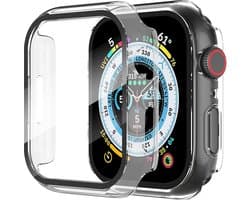 Screenprotector Glas + Hoesje geschikt voor Apple Watch 9 / 8 / 7 41mm - Volledig 360 Graden Case Bescherming Transparant