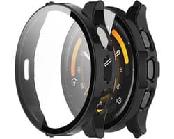 Screenprotector Glas + Hoesje geschikt voor Garmin Venu 3s - Volledig 360 Graden Case Bescherming