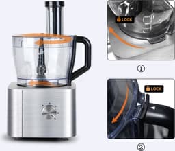 Keukenmachine - Alles in 1 keukenmachine - Multifunctionele keukenmachine - Vleesmolen - Garde - Kneder - Shredder - Sinaasappelpers - Hakselaar - Blender - 1100W - Zilver — thumbnail 5