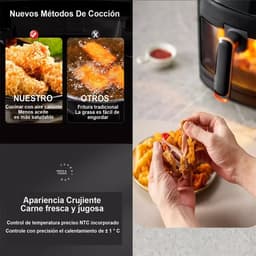Luchtfriteuse - Met Touchscreen - Temperatuurregeling En Display - Programmeerbaar - 2400W - 8 Liter — thumbnail 4