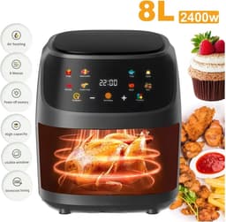 Luchtfriteuse - Met Touchscreen - Temperatuurregeling En Display - Programmeerbaar - 2400W - 8 Liter — thumbnail 8