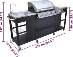 vidaXL Buitenkeuken met barbecue Montana 4 branders — thumbnail 5