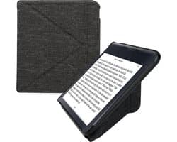 kwmobile ereader hoesje van stof - geschikt voor Kobo Libra Colour - Case met magneetsluiting - Cover in donkergrijs