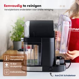 MPM - Espressomachine / Koffiemachine met Ingebouwde Melkopschuimer - 6 soorten Koffie - Pistonmachine / Koffiemachine 15 Bar / 1470W — thumbnail 5
