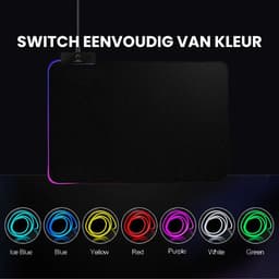 Gaming Muismat - met RGB LED Verlichting - 45x40cm - 4cm dik - Anti-Slip — thumbnail 2