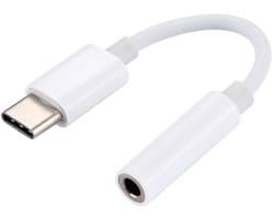 USB-C (type-c) Male naar 3.5MM jack AUX Female - koptelefoon headset adapter kabel met draad - geschikt voor o.a. telefoon en laptop - wit