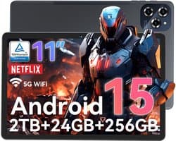 TABWEE W90 Tablet - 24GB RAM - 256GB ROM - 11 Inch - 8000 mAh - 5G WiFi - BT5.0 - Android 15 - Dubbele Simkaart - Grijs