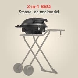 KitchenBrothers Elektrische BBQ - Opvouwbaar - Barbecue met Wielen - Anti-aanbaklaag - Zijtafel - tot 250°C - 2400W - Zwart — thumbnail 3