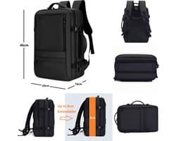 Backpack Rugtas Rugzak voor School Reizen Werk Vliegtuig laptop Cabin Bag 45x36x20 Nieuwe Easyjet 17 Inch Antidiefstal Hand Bagage Goedgekeurd Carry On Bag Holiday Flight Bag Trending Waterafstotend Waterdicht Zakelijk school vakantie Zwart