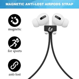 YONO Magnetische Band geschikt voor Apple Airpods - 4 3 2 1 - Pro - Siliconen Koord voor Oordopjes Draadloos - Anti Lost Strap - 80cm - Zwart — thumbnail 2
