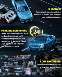 Dashcam - Daschcams - Auto - Camera - Vooruit - Achteruit - Video - Autobeveiliging - Parkeerbeveiliging - Recording - Dag en Nacht - Schadepreventie — thumbnail 4