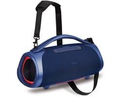 MEDION P61768 draagbare Bluetooth luidspreker (oplaadbare batterij, bass boost, RGB lichteffecten, IPX7 waterbescherming & robuust, geïntegreerde powerbank, 100W (RMS) totaal, 2x 25W + 50W) Blauw