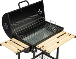 Barbecue met deksel en warmhoud rek - Zwarte metalen BBQ met thermostaat - 104x68x111 cm — thumbnail 2
