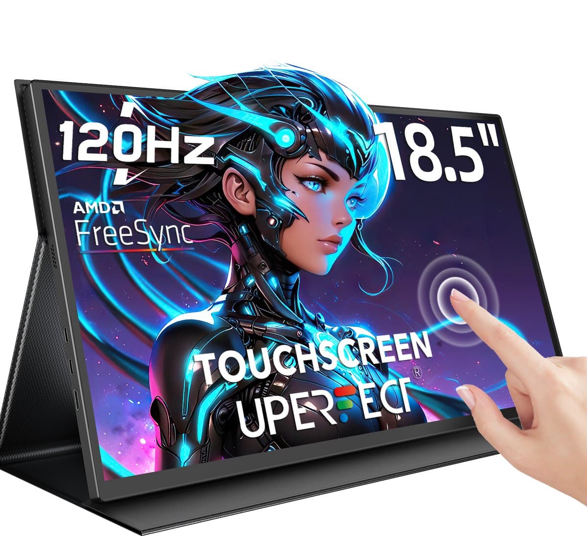 UPERFECT Portable Monitor T07 18,5" Touchscreen Gaming Draagbaar Monitor | 120Hz FHD IPS draagbaar scherm | 100% sRGB | 10-Punts Aanraking | Metaal/ABS Design | VESA-bevestiging — afbeelding 1