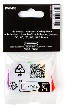 Dunlop PVP418 Tortex Standard Plectrum Variety 12-Pack - Plectra, 0.50mm tot 1.14mm, mix van 12 stuks — thumbnail 3