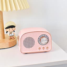 Retro Vintage Radio Bluetooth Speaker - Draadloze Stereo Speaker met FM Radio - Vintage Design - Bluetooth 5.0 Draadloze Speaker voor Kristalhelder Geluid - Perfect voor Thuis & Buiten - Roze — thumbnail 2