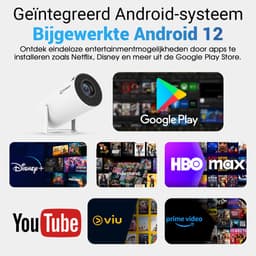 Cahaya - Mini beamer 2026 model + Projectiescherm (100'') - Pro versie - Mini Beamer - mini projector - draagbare beamer - projector / beamer - Geïntegreerd Android 12.0 systeem - Screen mirroring smartphone - Home cinema — thumbnail 3