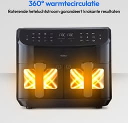 MEDION XXL Dubbele Airfryer P20 - 2 zones - 8,7 L - 2600 W - Zwart — thumbnail 3