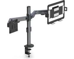 Sounix Monitor Arm voor 13 t/m 32 Inch - Laptop standaard tot 16 Inch - Monitorbeugel geschikt voor 2 schermen - Laptop Standaard - Verstelbaar - Zwart