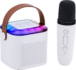 Draadloze Karaoke Speaker Mini - Bluetooth Muziekbox met Microfoon en RGB Lichtshow - Party Speaker met 9 Geluidseffecten - Compact en Lichtgewicht - Wit — thumbnail 1