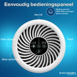 Erikssøn Luchtreiniger Prime - Met Hepa Filter 2x - 70 m3/u - Vermindert Stof En Pollen - Air Purifier - Wit — thumbnail 7