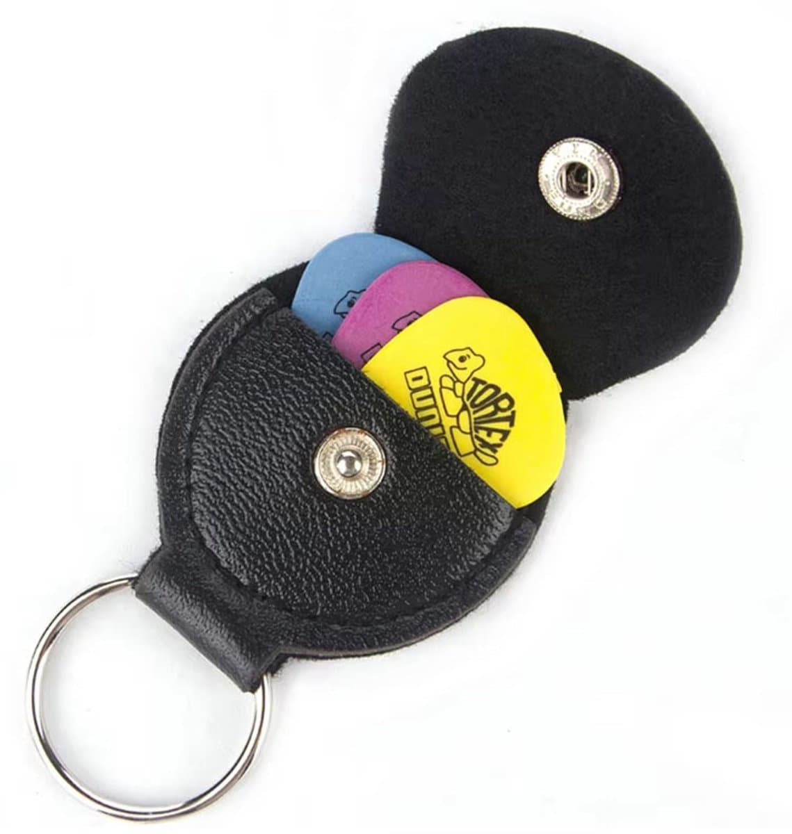 Actie4you® - Zwart PU Lederen Plectrum Houder - Gitaar – Plectrum Hoes - Sleutelhanger — afbeelding 1