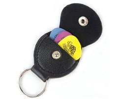 Actie4you® - Zwart PU Lederen Plectrum Houder - Gitaar – Plectrum Hoes - Sleutelhanger
