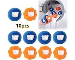 10-pack - Huisdierhaarverwijderaar - Washaarvanger - Huisdierhaarvanger - Wasmachinewasballen (5 blauw + 5 oranje)