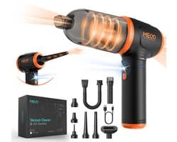 4-in-1 Stofblazer Luchtdruk, Handstofzuiger 3-Gang Air Duster 16000Pa Stofzuiger 2 Uur Snelladen met Mondstukken - Oranje