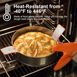 2 Stuks Bakmat Voor Nederlandse Oven - Met 3x Deegschraper - Siliconen Bakmat - Broodslinger - Hittebestendig Tot 230° - Deegmat - Broodbakmat - BPA-Vrij - Herbruikbare Nederlandse Ovenvoering Met Lange Handvatten - Voor Airfryer, Oven En Magnetron — thumbnail 5