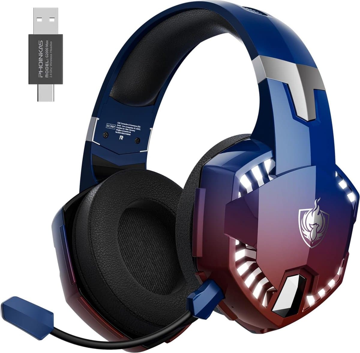 PHOINIKAS G2000 Max - 2.4GHz Draadloze Gaming Headset - met microfoon - Over-ear Koptelefoon - Nintendo Switch/PS4/PS5/PC - Verblindend blauw — afbeelding 1