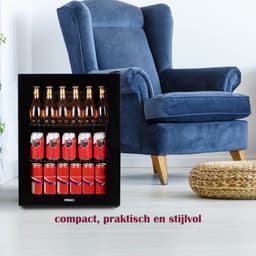 PRIMO PR179BC Drankkoelkast - Minibar - Mini Koelkast - Glazen deur - Vrijstaand - 60L - D - Zwart — thumbnail 9