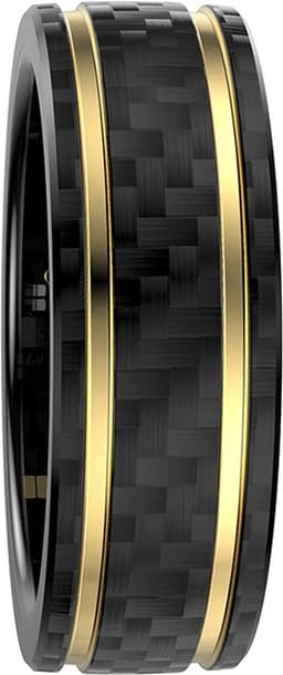 WizBay Premium Select® Aluminium Bi-Color Carbon Fiber Goud Smart Ring – Dames Heren – Oplaad Case - Hypoallergeen - Hartslag & Slaap Monitor - IP68 Waterdicht - O2 Meting - Gesture Functie - Multiple Sport Modi - Bi-Color Goud Zwart #08 — thumbnail 5