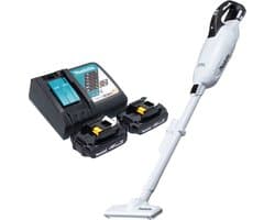 Makita DCL 281 FRYW snoerloze stofzuiger 18 V wit borstelloos + 2x accu 1,5 Ah + lader