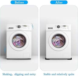 4 stuks 9 x 9 x 1 cm wasmachine-onderleggers, rubberen pads, anti-trillingsdemper voor droger, meubels en kasten, luidspreker-rubberen mat, premium sluitringen, mat, 1 cm dik — thumbnail 4