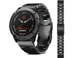 Stravo Titanium bandje geschikt voor Garmin Fenix 5x (Plus) / Fenix 6x (Pro) / Fenix 7x (Pro - Solar - Sapphire) / Fenix 8 - 51mm / Enduro 1-2-3 / Quatix 6x-7x - Quickfit 26mm band voor Garmin smartwatches - Horlogebandje - Zwart